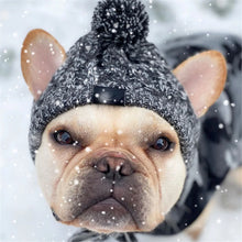Winter Warm Dog Hats Windproof Knitting French Bulldog Hat For Dogs Chihuahua Hat Fluffy Ball Puppy Accessories Pet Hats
