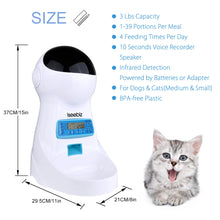 Iseebiz 3L Automatic Pet Feeder With Voice Record Pets Food Bowl For Medium Small Dog Cat LCD Screen Dispensers 4 Times One Day