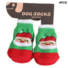Dog Cat Socks 4 PCS Non-Slip Christmas Shoes Festival Themed Woven Paw Protector Knitting Pet Supplies for Floor Indoor WWO66