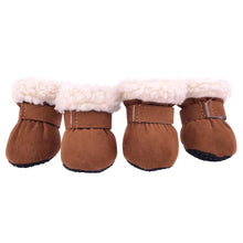 4 Pcs/Sets Winter Dog Shoes For Small Dogs Warm Fleece Puppy Pet Shoes Waterproof Dog Snow Boots Chihuahua Teddy Yorkie Shoes