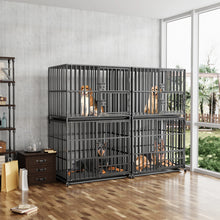 Oversized Stackable Dog Crate Heavy Duty Double Layer Dog Kennel Cage for Medium Large Dogs with Removable Tray Lockable Wheels