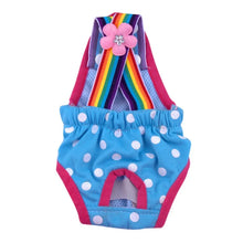 Pet Dog Diaper Sanitary Pantie Reusable Puppy Sanitary Pans Polka-Dot Rainbow Dog Underwear Diaper for Female Dogs Heat Period