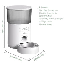 Iseebiz 3L Automatic Pet Feeder With Voice Record Pets Food Bowl For Medium Small Dog Cat LCD Screen Dispensers 4 Times One Day