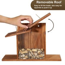 Garden Tree Squirrel Feeder Wood House Picnic Table Food Feeding Station Box