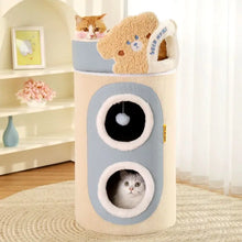 Multi-layer bear mailbox, cat scratching board,Removable three-layer cat nest Multi-layer cat tree hole Winter warm pet nest