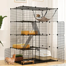 4-Tier Indoor Cat Enclosure with Hammock - Large Metal Wire Playpen Kennel for 1-3 Cats