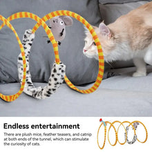 Cat Spring Toys Multifunctional Cat Tunnel Tube Large Foldable Cat Tube Tunnel With Feather Mouse Toys Cat Toy Springs Indoor