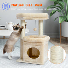 H68cm Small Cat Tree Condo for Indoor Hanging Ball Tower Large Top Perch Warm Cozy Home Sisal Scratching Post rascadores de gato