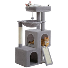 Multi-Level Cat Tree with 2 Cozy Condos, Hammock, Cat Scratching Pad, Large Cat Tower, Cat Scratching Post for Indoor, Cat House
