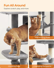 Feandrea Cat Tree, 44.1-Inch Cat Tower for Indoor Cats, Multi-Level Cat Condo with 4 Scratching Posts, 2 Perches, Hammock,Cave