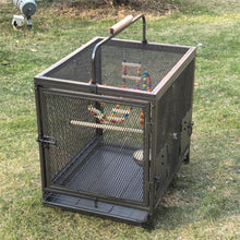 Heavy Duty Wrought Iron Bird Cage Travel Carrier Cage with Handle Wooden Perch for Parrots Canaries Budgies Lovebirds Cockatiels