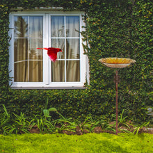 Glass Bird Bath Garden Outdoor Birdbath Birdfeeder with Metal Stake Bird Feeder Bird Bath Bowl for Garden Yard Lawn Decor