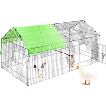 VEVOR Green/White Metal Chicken Coop Rabbit Run Enclosure Pen w/Waterproof and Sun-Proof Cover FarmPet Playpen Cage for Outdoor