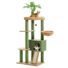 H135CM Cat Tree for Indoor with Sisal Scratching Posts Multi-Level Cat Tower with Spacious Condo Hammock Scraper for Kitten Toys