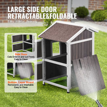 VEVOR Outdoor Cat House Weatherproof Feral Cat Shelter for Multiple Cat Large Outdoor Wooden Cat House with Doors&A Clear Window