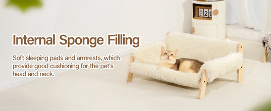 Mewoofun Soft Cat Pads Wooden Pet Bed With Plush for Cats and  Litter Small Dogs Pet Nest Four Seasons Cat Dog sofa Pet Supplies