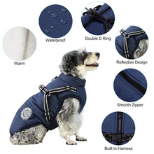 Winter Dog Clothes For Small Large Dogs Warm Fleece Big Dog Jacket Waterproof Pet Coat With Harness Chihuahua Puppy Costume