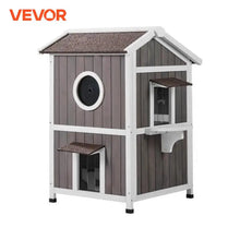 VEVOR Outdoor Cat House Weatherproof Feral Cat Shelter for Multiple Cat Large Outdoor Wooden Cat House with Doors&A Clear Window