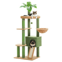 H135CM Cat Tree for Indoor with Sisal Scratching Posts Multi-Level Cat Tower with Spacious Condo Hammock Scraper for Kitten Toys