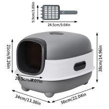 Oval Oblong Hooded Cat Litter Box Tray Front Entry Toilet with Litter Scoop for Kittens Cat Breeds Enclosed