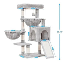 Cat Tree Tower Condo Hammocks Cat Scratching Posts Large Bed House Cozy Cave Light Basket Sisal Ball Toy Sturdy Stable Climbing
