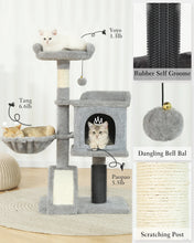 HOOPET 36.6 Inch Tree Cat Climbing Frame Multi-Level Cat Litter Stable Non-Shaking Cat Tower with Sisal Scratching Post Hammock
