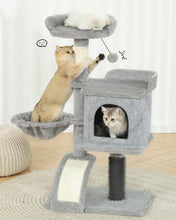 HOOPET 36.6 Inch Tree Cat Climbing Frame Multi-Level Cat Litter Stable Non-Shaking Cat Tower with Sisal Scratching Post Hammock