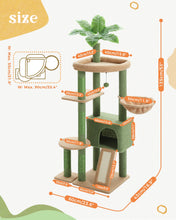 H135CM Cat Tree for Indoor with Sisal Scratching Posts Multi-Level Cat Tower with Spacious Condo Hammock Scraper for Kitten Toys