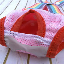 Pet Dog Diaper Sanitary Pantie Reusable Puppy Sanitary Pans Polka-Dot Rainbow Dog Underwear Diaper for Female Dogs Heat Period