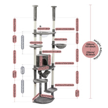 Multi-Level Tall Cat Tree for Indoor Cats Floor to Ceiling Cat Tower with Scratching Posts Cozy Condo Hammock Cat Accessories