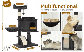 HOOPET 36.6 Inch Tree Cat Climbing Frame Multi-Level Cat Litter Stable Non-Shaking Cat Tower with Sisal Scratching Post Hammock