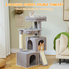 Multi-Level Cat Tree with 2 Cozy Condos, Hammock, Cat Scratching Pad, Large Cat Tower, Cat Scratching Post for Indoor, Cat House