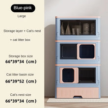 Large multi-story cat carrier Multifunctional cat villa Household foldable closed cat litter box Pet supplies storage cabinet