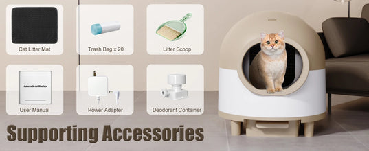 Self Cleaning Cat Litter Box 68L Automatic Cat Litter Box For 1.5-8kg Cat w/ Trash Bag & Litter Mat Smart Cat Toilet App Control