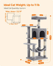 Feandrea Cat Tree, 44.1-Inch Cat Tower for Indoor Cats, Multi-Level Cat Condo with 4 Scratching Posts, 2 Perches, Hammock,Cave