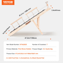 VEVOR Dog Ramp Folding Ladder Anti-slip High Adjustable Wooden Pet Ramp Removable for Small Old Dog Climbing Stairs Sofa Car Bed
