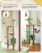 H135CM Cat Tree for Indoor with Sisal Scratching Posts Multi-Level Cat Tower with Spacious Condo Hammock Scraper for Kitten Toys