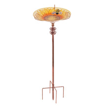 Glass Bird Bath Garden Outdoor Birdbath Birdfeeder with Metal Stake Bird Feeder Bird Bath Bowl for Garden Yard Lawn Decor