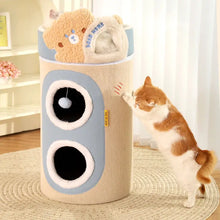Multi-layer bear mailbox, cat scratching board,Removable three-layer cat nest Multi-layer cat tree hole Winter warm pet nest