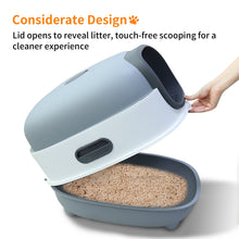 Oval Oblong Hooded Cat Litter Box Tray Front Entry Toilet with Litter Scoop for Kittens Cat Breeds Enclosed