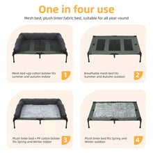 BINGOPAW Outdoor Elevated Dog Bed Cooling Raised Pet Lounger Bed Mesh Cot Sleep Camping Bed with Detachable Plush Bolster