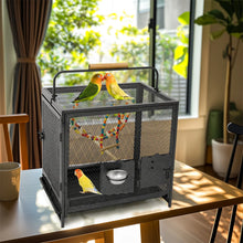 Portable Bird Cage Travel Carrier Cage Playpen with Hammock Toy Removable Tray