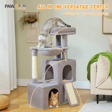 Multi-Level Cat Tree with 2 Cozy Condos, Hammock, Cat Scratching Pad, Large Cat Tower, Cat Scratching Post for Indoor, Cat House