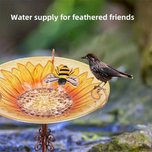 Glass Bird Bath Garden Outdoor Birdbath Birdfeeder with Metal Stake Bird Feeder Bird Bath Bowl for Garden Yard Lawn Decor