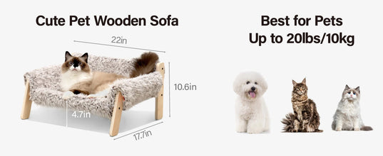 Mewoofun Soft Cat Pads Wooden Pet Bed With Plush for Cats and  Litter Small Dogs Pet Nest Four Seasons Cat Dog sofa Pet Supplies