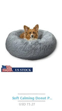 Washable Dog Bed Cozy Round Bagel Design Calming Plush Bolster Pet Bed Medium and Large Dogs