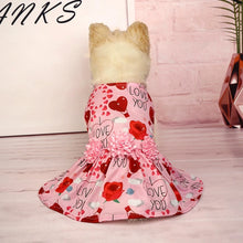 Dog Dress Pet Clothes Spring Summer Puppy Skirt Princess Dress Fashion Flower Heart Lovely Pattern Sleeveless Dog Dresses