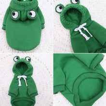 Winter Warm Cotton Dog Clothes Cute Frog Solid Hoodies Fleece Pet Dog Jacket Coat For French Bulldog Chihuahua Dog suit