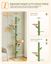 Adjustable Height Cactus Cat Tree for Indoor Cats Floor to Ceiling Cat Tower with Scratching Post Cozy Hammock Dangling Balls