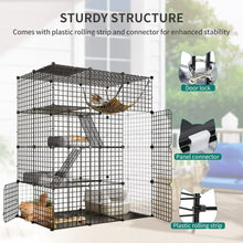 4-Tier Indoor Cat Enclosure with Hammock - Large Metal Wire Playpen Kennel for 1-3 Cats